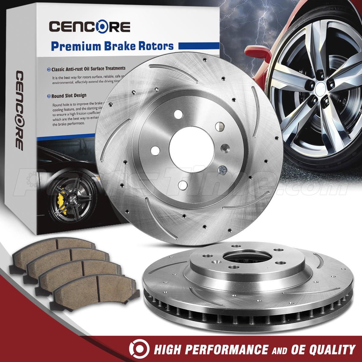2006 Chevy Impala Brake Pads And Rotors Front Kit 2 Slotted Brake Rotors & 4 Ceramic Pads for 2006-2014